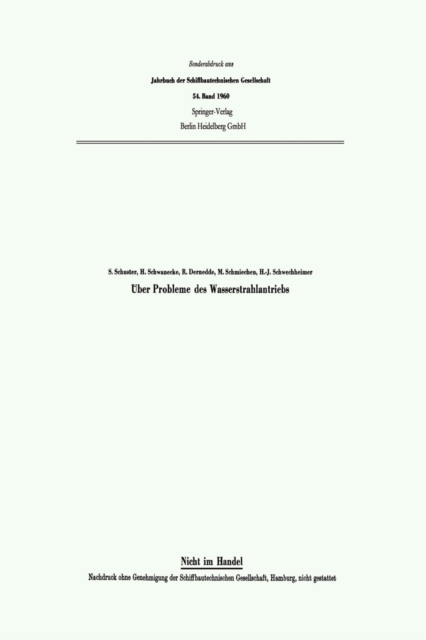 Über Probleme des Wasserstrahlantriebs