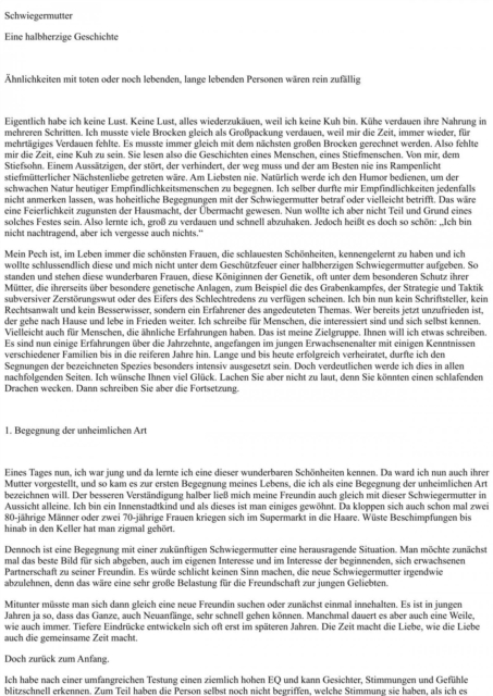 Schwiegermutter - eine halbherzige Geschichte