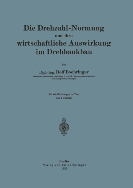 Die Drehzahl-Normung und ihre wirtschaftliche Auswirkung im Drehbankbau