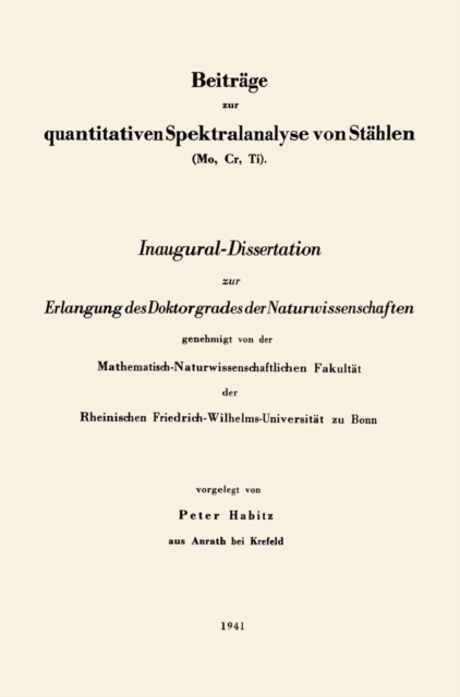 Beiträge zur quantitativen Spektralanalyse von Stählen (Mo, Cr, Ti)
