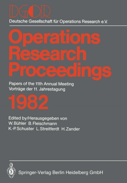 Operations Research Proceedings 1982