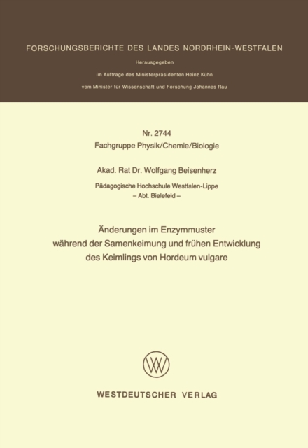 Änderungen im Enzymmuster während der Samenkeimung und frühen Entwicklung des Keimlings von Hordeum vulgare