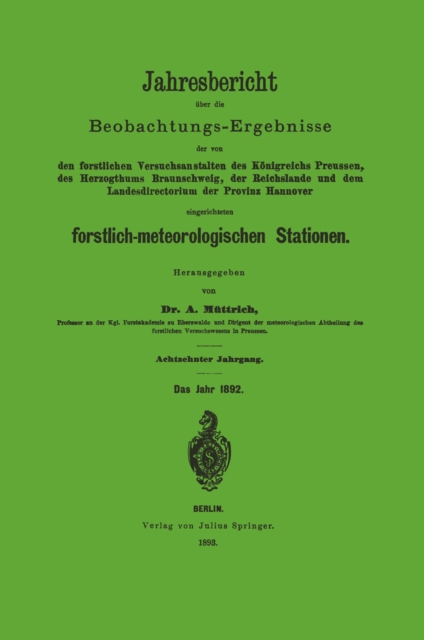 Jahresbericht über die Beobachtungs-Ergebnisse