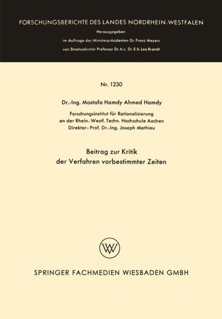 Beitrag zur Kritik der Verfahren vorbestimmter Zeiten