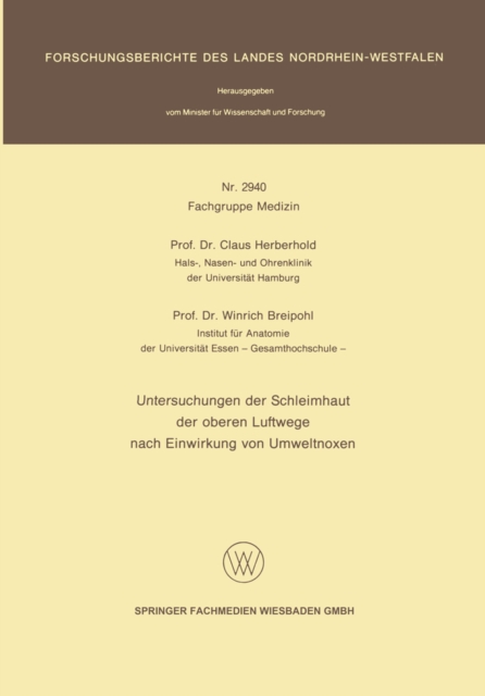Untersuchungen der Schleimhaut der oberen Luftwege nach Einwirkung von Umweltnoxen