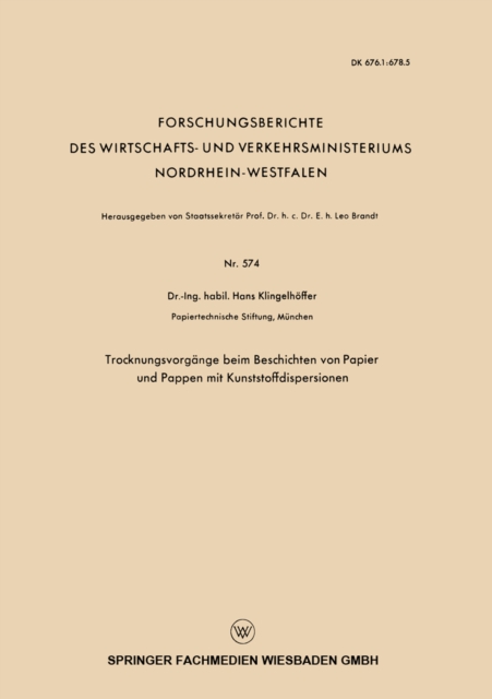 Trocknungsvorgänge beim Beschichten von Papier und Pappen mit Kunststoffdispersionen