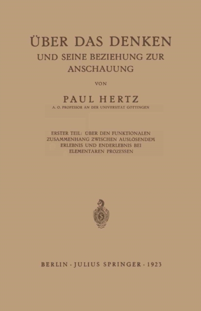 Über das Denken und Seine Beziehung zur Anschauung