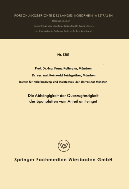Die Abhängigkeit der Querzugfestigkeit der Spanplatten vom Anteil an Feingut