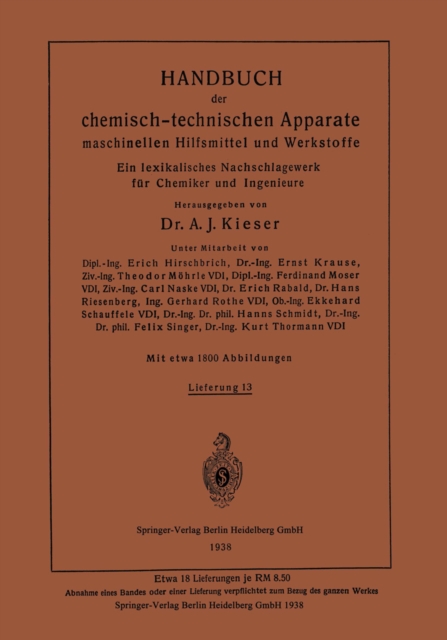 Handbuch der chemisch-technischen Apparate maschinellen Hilfsmittel und Werkstoffe