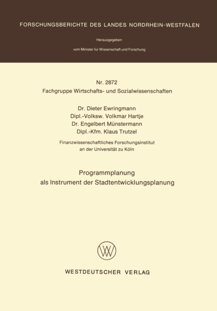 Programmplanung als Instrument der Stadtentwicklungsplanung