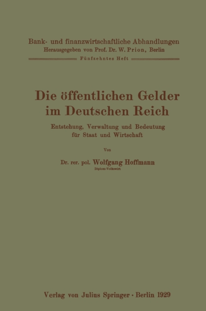 Die öffentlichen Gelder im Deutschen Reich