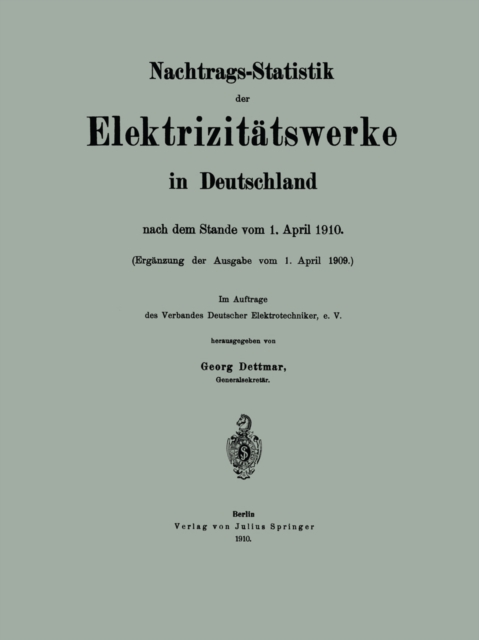 Nachtrags-Statistik der Elektrizitätswerke in Deutschland
