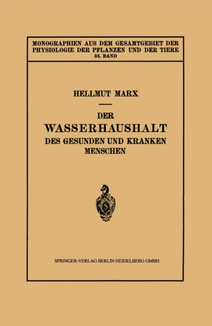 Der Wasserhaushalt des Gesunden und Kranken Menschen