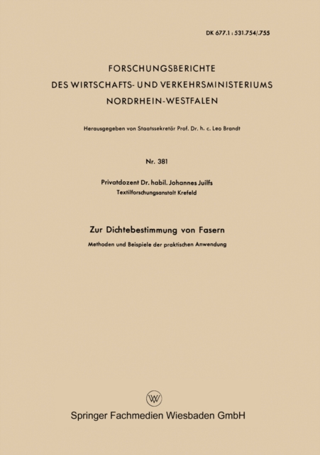 Zur Dichtebestimmung von Fasern