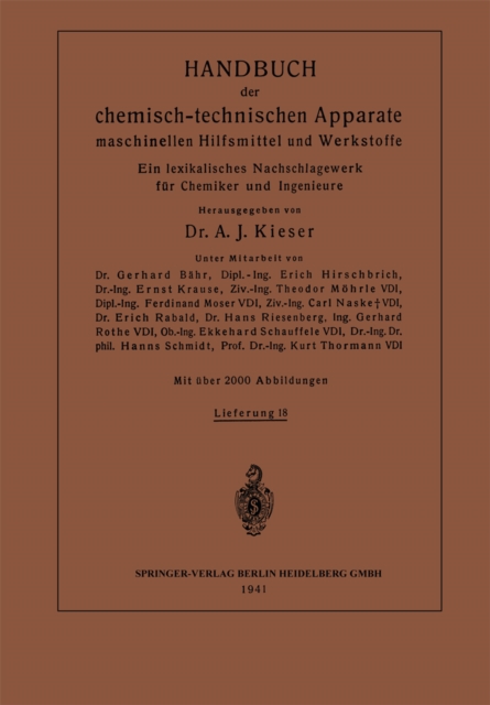 Handbuch der chemisch-technischen Apparate maschinellen Hilfsmittel und Werkstoffe