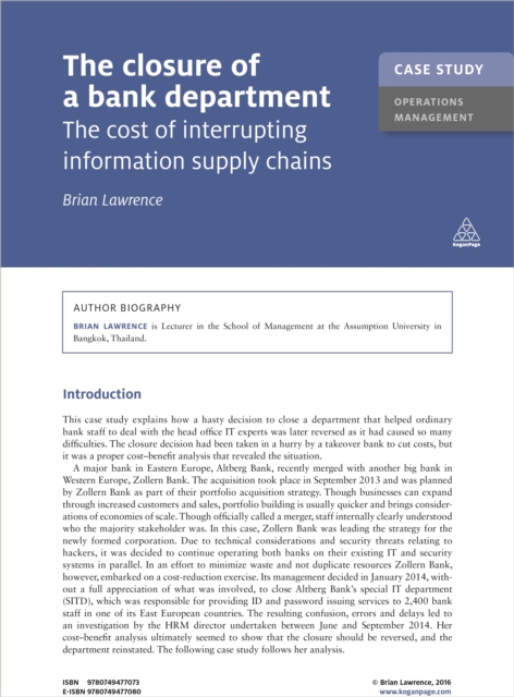 Case Study: The Closure of a Bank Department
