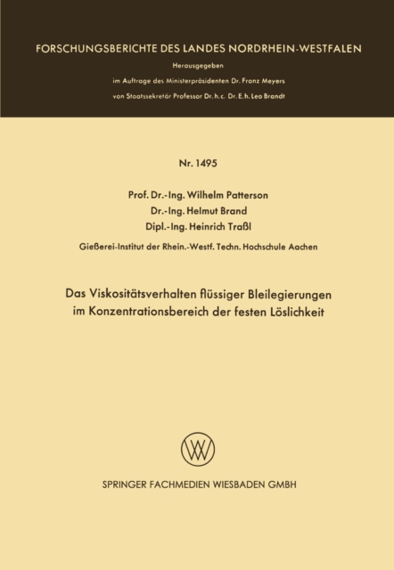 Das Viskositätsverhalten flüssiger Bleilegierungen im Konzentrationsbereich der festen Löslichkeit
