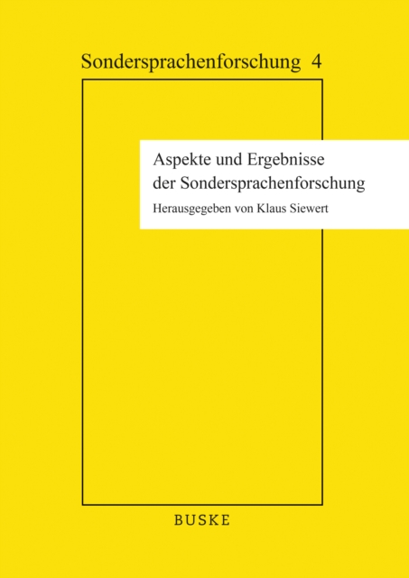 Aspekte und Ergebnisse der Sondersprachenforschung